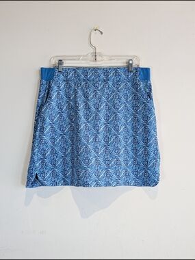 Blue Caribbean Blue Patterned A-Line Skort, Size Large